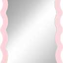 Leinuosen 1 Pcs Scalloped Magnetic Locker Mirror Small Real Glass Makeup Mirror with Magnetic Backing Cute Locker Decorations for Office Cabinet Lockers Accessories (5 x 7 Inch,Pink)