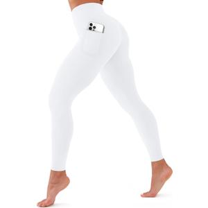 CHARMKING High Waisted Leggings for Women, Soft Tummy Control, Non See Through, Stretch Workout Yoga Pants for Running (White, M)