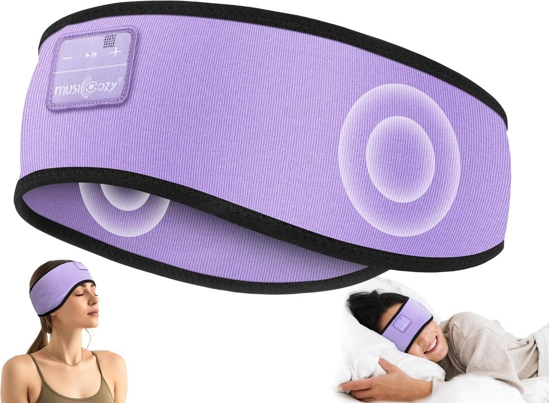 MUSICOZY Sleep Headphones Soft Bamboo Cotton Headband Headphones for Sleeping, Sleep Headphone Wireless Bluetooth 5.4 with Ultra-Thin HD Stereo Speaker for Unique Gifts(Lavender Purple)