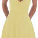Women Y2k Graduation Mini Dress Ruffle Hem Lace Short Dress Flowy A Line Tie Back Dresses Teen Girl Party Clubwear, Yellow, Small