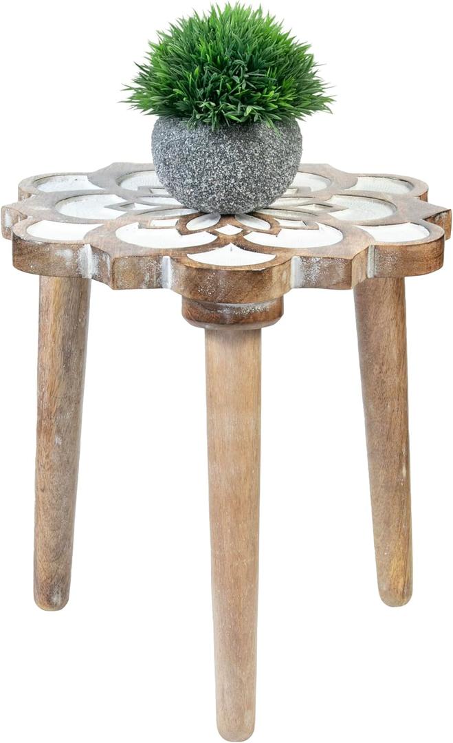 Crocon Side Table, Small End Table for Living Room Bedroom Office Patio Small Spaces Bedside Table Nightstand Coffee Table Home Dcor Wood Stool for Plant Flower pots, 12 x 12.5 Inch (Design-007)