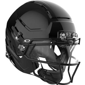 Schutt F7 AiR Elite Varsity Football Helmet (Virginia Tech 5-Star Helmet) | Lightweight, Protective Football Helmet for High School Football and Older, Titanium Facemask and Oakley Visor Included, Molded Gloss Black/F7X ROPO SW II Facemask, Medium