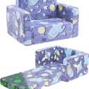 inhand Toddler Chair Comfy,2-in-1 Soft Toddler Couch Fold Out for Kids,Convertible Sofa to Lounger,Gift for Girls and Boys Birthday,Universe (Medium)