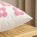 EMEMA Decorative Throw Pillow Covers Daisy Sun Flower Jacquard Pillowcase Cushion Case Square for Couch Sofa Bed Living Room Bedroom Set of 2, 16x16 Inch, Pink and White