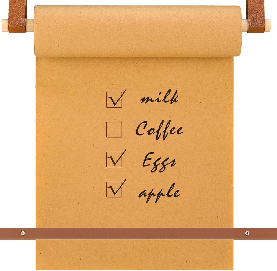 Lincia Wall-Mounted Kraft Paper Roll Dispenser - Roller & Display - Includes 30m Kraft Paper Roll for Artwork, To-Do Lists, Ideas - Ideal for Home (17'')
