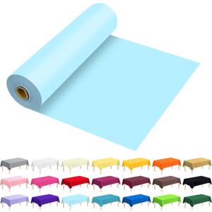 54 Inch X 100 Feet Plastic Table Cover Roll Premium Disposable Plastic Tablecloth for All Type/Shape Tables | Picnic, Party, Banquet, Birthdays, Weddings (Light Blue, 54 Inch X 100 Feet)