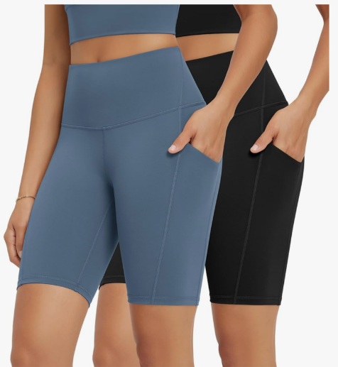 ODODOS 2-Pack High Waist Workout Shorts with Pockets for Women 6"/8" Inseam Tummy Control Gym Athletic Biker Shorts, Size XS ODODOS 2-Pack High Waist Workout Shorts with Pockets for Women 6"/8" Inseam Tummy Control Gym Athletic Biker Shorts, Size XS