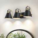 PAZALA Black Gold Vanity Light Fixture - 3 Lights Modern Bathroom Vanity Lights Over Mirror 24 Inch, Bathroom Wall Lighting E26 Base (3-Light, Black Gold)
