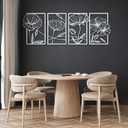 4 Pcs Metal Wall Art 16.5 x 11.8'' Line Art Wall Decor Floral Minimalist Decor Hanging Flower Aesthetic Modern for Living Room Bedroom Bathroom Kitchen Decoration(White)
