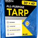 Multi-Purpose Large Tarp Waterproof Cover | Blue, 30' x 40' 5 Mil Thick | Rip Proof Tarps | Thick Weave Material, UV Resistant Great for Tarpaulin Canopy Tent, Boat, RV or Pool Cover