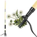 Weed Puller Tool, Bamboo Stand Up Heavy Duty Weeder with Anti-Slip Grip, 4 Claws Long Handle Root & Crabgrass Remover for Lawn & Garden, Effortless Grandpas Weeder Tool