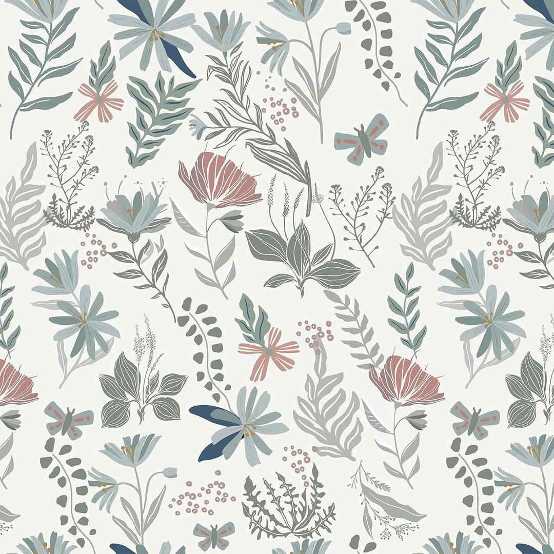PeonyQueen Floral Wallpaper Peel and Stick Boho Contact Paper 17.3 x 393 Vintage Removable Self Adhesive Wallpaper for Bedroom Bathroom Waterproof Wildflower Botanical Wall Paper Home Decor Vinyl ﻿