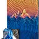 Camping Blanket - Puffy, Packable, Lightweight,Waterproof and Warm - Wearable Blanket with Snap Buttons for RV,Outdoors,Travel,Stadium, Beach(Sunset Snow Peaks,75"x50")