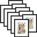 decorUhome 8x10 Picture Frame Set of 10, Display Photos 5x7 with Mat or 8x10 Unmatted for Picture Frames Collage Wall Decor, Black