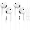 2 Pack Wired Earbuds/Wired Headphones with 3.5mm Jack Earphones[MFi Certified] with Microphone Volume Control Compatible for iPhone,iPad,iPod,Computer,MP3/4,Android Most 3.5mm Audio Devices (White)