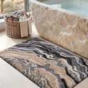 DEXI Bathroom Rug Mat 17x30, Soft and Absorbent Marble Bath Mat, Non Slip Machine Washable Bath Rugs for Shower Floor, Tub, Sink, Grey and Beige