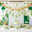 Jecery 12 Pcs 59 ft St. Patrick's Day Garland Pom Pom Tassel Decor, Lime Green Decoration, Spring Green Boho Hanging Garland for Birthday Party Mantle Tree Home Indoor Outdoor Decor