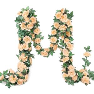 YRIOWMI 10PCS Fake Rose Garland, 7.5Ft Artificial Vines Flowers Hanging Rose Vine forfor Table Wedding Backdrop Arch Wall Party Mantle Festival Decor (Champagne)