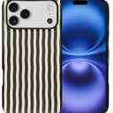 for iPhone 17 Pro Case, Black Stripes Hybrid 2 Layer Hard Shell Silicone Protective Pattern Design Case