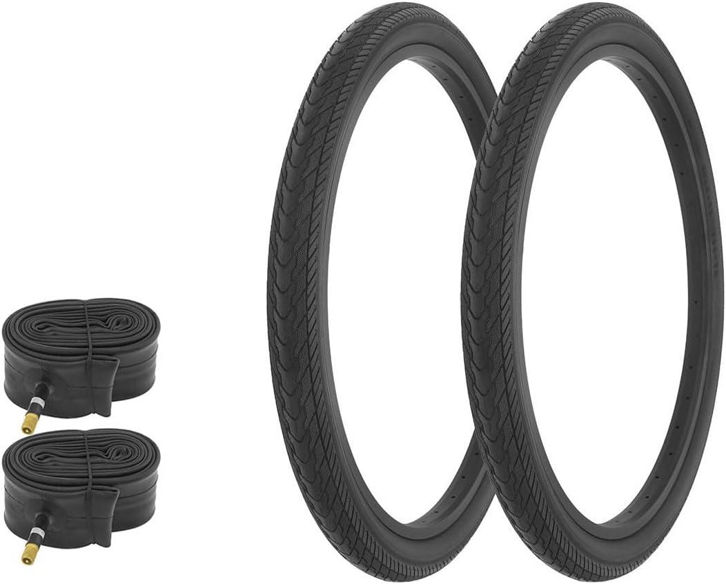 Bicycle 26" x 2.125" All Black 2 Tires W/Tubes AL-1053 Wavy-Slick Cruiser Style Tread | (Two Tire) + (Two Standard Tube)