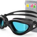 ZIONOR Kids Swim Goggles, G1MINI SE Anti-Fog Swimming Goggles for Kid Child 6-14 (B0 Clear Blue Lens - Allblack)
