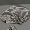 YANIBEST Adjustable Satin Bonnet Double Layer Hair Bonnet for Sleeping Bonnets for Women Hats Curly Natural Hair, Ash Grey (One Size)