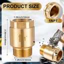Zonon 2 Pcs 1 Inch Check Valve One Way Brass Non Return in Line Check Valve with Backflow Prevention NPT Male in FNPT out for Garden Hose Well Pumps Irrigation Systems Chemical Industry
