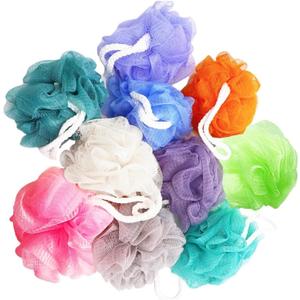 10 Pack of Bath Loofah Shower, Small Size Sponge Pouf Body Scrubber Exfoliator Scrubber Ball, Mesh Bath and Shower Sponge for Kids Women Men Body Wash Bathroom
