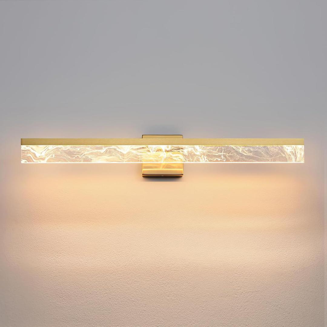 AIJIASI Gold Bathroom Light Fixtures, 32 Inch Modern Vanity Lights for Bathroom 24W Dimmable Vanity Lighting Fixtures Over Mirror LED Vanity Light Bar for Restroom Mirror 3000K