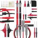 28 Pcs Multimeter Test Leads Kit with Replaceable Gold-Plated Multimeter Probes, Alligator Clips, Test Hooks,Back Probe Pins with Tool Bag