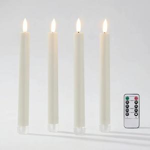 Simplelight White Flameless Taper Candles with Remote - Battery Operated Candles, LED Candlesticks, LED Taper Candle Battery Operated H:9.5 Inch (White)
