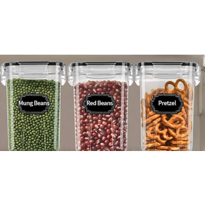 PRAKI Airtight Food Storage Containers Set with Lids - 3 PCS, BPA Free Kitchen and Pantry Organization, Plastic Leak-proof Canisters for Cereal Flour & Sugar - Labels & Marker