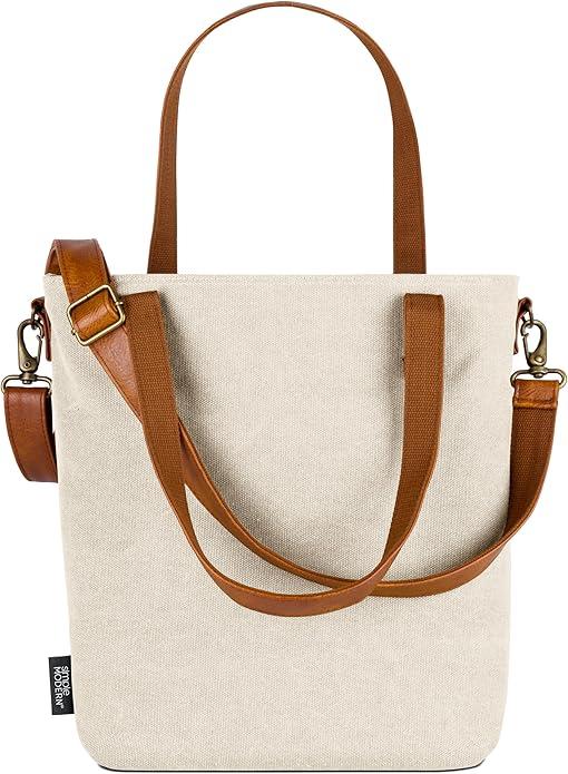 Simple Modern Canvas Tote Bag for Women (Almond Birch)