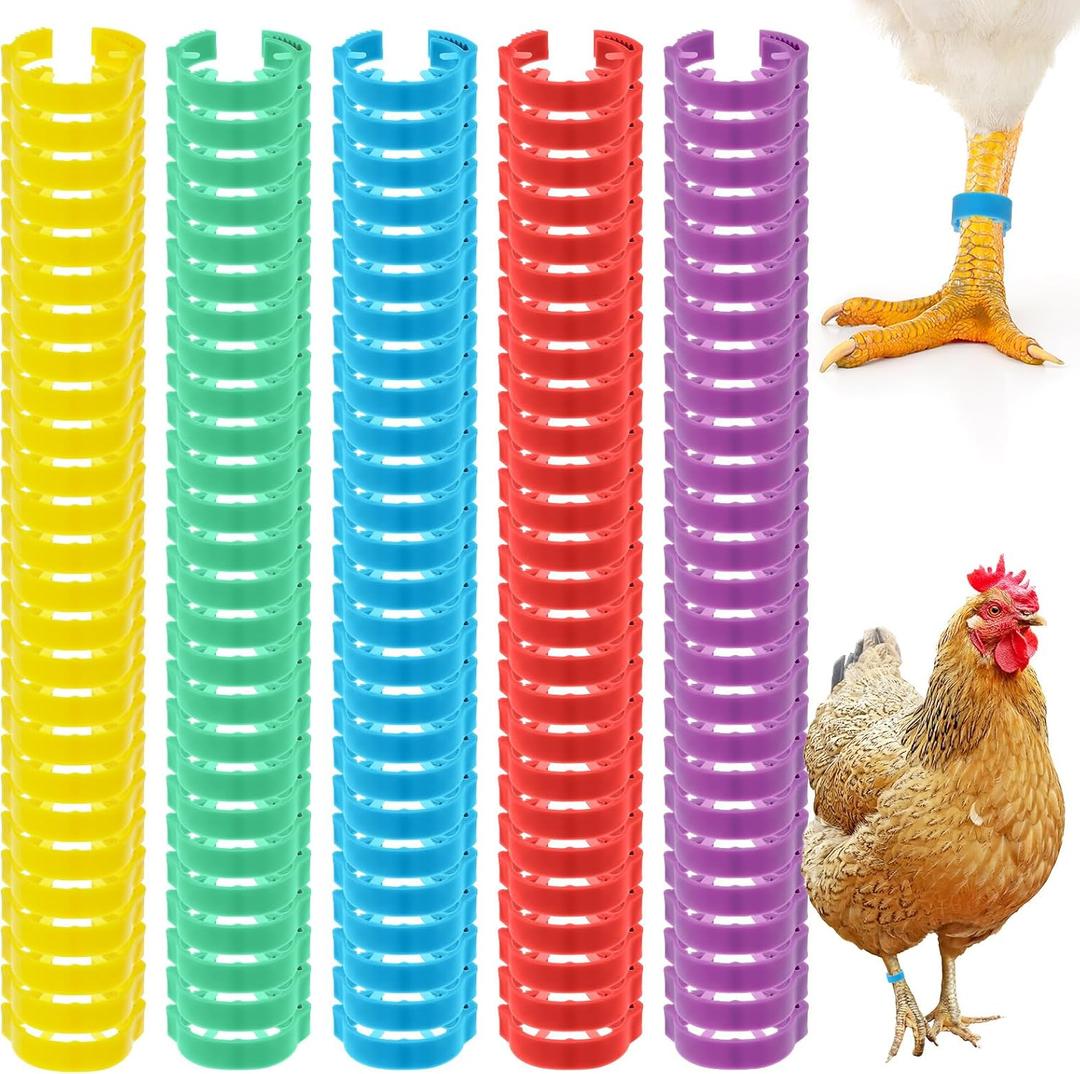 200 Pcs Adjustable Chicken Leg Rings, Colorful Numbered Chicken Identification Leg Bands Clip on Poultry Foot Rings Chicken Ankle Tags for Chicks Duck Bantam Guinea Pigeons Gamefowl