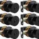 Goldenwarm Black Door Knobs Interior, Privacy Door Knob Black Door Knobs Interior Bulk Matte Black Privacy Door Knobs for Bedroom or Bathroom (6 Pack)