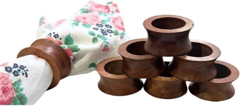 Napkin Rings Dining Table Napkin Holder, Classic Everyday Use Thanksgiving, Christmas Napkin Rings Buckles,Festive Party Gift Farmhouse for Table (Set of 12, Brown Concave)