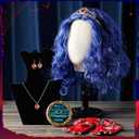 7 Sets Halloween Princess Costume Set Blue Wig Crown Heart Necklace Earring Gloves for Halloween Cosplay Accessories