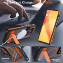 GaoBao Magnetic for Motorola Moto G Stylus 5G 2025 Case with Stand [Compatible with MagSafe] [Military-Grade Drop Proof ] [Translucent Matte] Non-Slip Moto G Stylus 5G 2025 6.7" Cover, Black/Orange