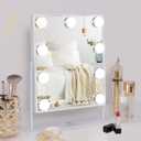 FENCHILIN White Hollywood Vanity Mirror with Lights 9 Dimmable Bulbs Makeup Mirror with Smart Touch Control for Glam Room Bedroom Detachable 10X Magnification Rotation White (Ivory)