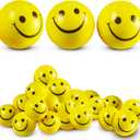 Smile Face Squeeze Balls (24 Pcs Bulk) for Kids and Adults, 2 Inch Mini Yellow Fun Happy Face Stress Anxiety Relief Balls, Hand Therapy Sensory Fidget Toy, Classrooms, Game Prize, Party Favor Gift