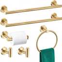 6 Pieces Brushed Gold Bathroom Hardware Accessories Set, SUS304 Stainless Steel 24 Inch Bath Towel Bar Set, Round Bathroom Towel Holder Set, Towel Racks for Bathroom Wall Mounted
