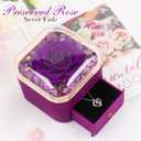 Beferr Birthday Gifts for Women Preserved Real Rose with Necklace Eternal Purple Roses Forever Flowers for Delivery Anniversary Mothers Day Flower Gifts for Mom Wife Grandma Daughter Her Girlfriend