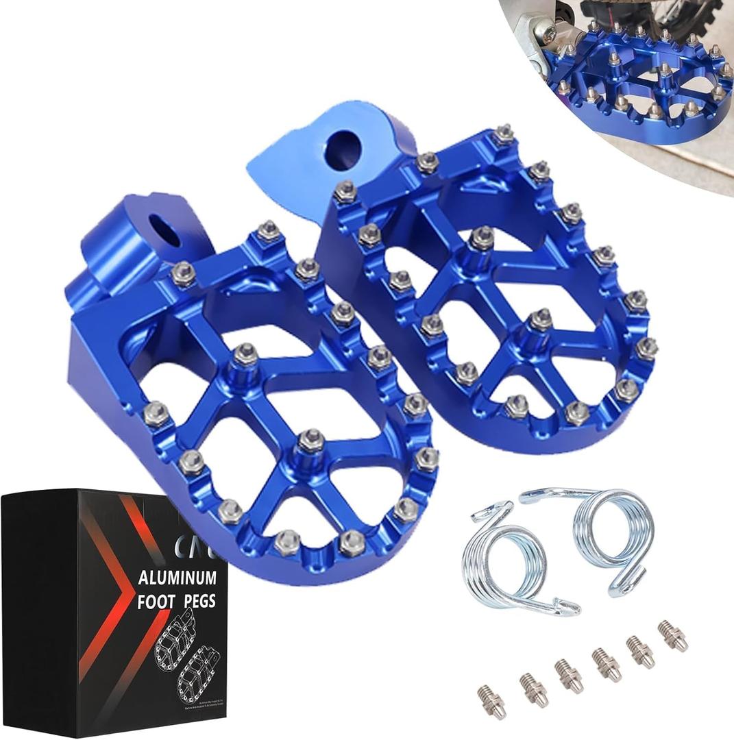 JFG RACING Dirt Bike Foot Pegs,CNC Motorcycle Rest Pedal Footpegs for YZ65 18-23/YZ85 02-23/YZ125 97-24/YZ250 98-24/YZ250F 01-23/WR250F 01-24/YZ450F WR450F 03-23/YZ125X YZ250X YZ250FX YZ450FX-Blue (Medium)