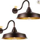 Dusk to Dawn Barn Light Outdoor, 16 Inch Dome Large Farmhouse Exterior Light Fixture Wall Mount, Industrial Outdoor Wall Sconce Outside for House, Shop, Porch, Garage, Orb, 2 Pack