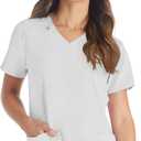 Dickies Women's Scrub Top V-Neck Top with 2 Pockets, Moisture Wicking and 360° Stretch Fabric - DK615 (White, XL)