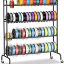 AHOWPD 3D Printer Filament Storage Rack - 4 Tier Rolling Filament Spool Holders Racks with Wheels, Heavy Duty Metal Shelf for PLA/ABS/TPU, Filaments Organzied for 3D Printing Studio, Office Workshop