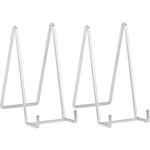 Plate Holder Easel Display Stand - 8 inch Metal Plate Stands for Display - Tabletop Picture Stand - Silver Iron Easels for Display Pictures | Photo Frames | Book | Decorative Plates | Plaque -2 Pack
