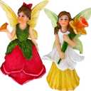 Mood Lab Fairy Garden Figurines - Flower Fairies Set (2 pcs) - Narcissus & Rose - Miniature Decorative Statues & Accessories - Outdoor & Indoor Garden Decor
