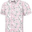 Hawaiian Shirt for Men, Tropical Shirts Casual Summer Button Down Short Sleeve Floral Shirt Vacation Outfits Cruise Shirt, M