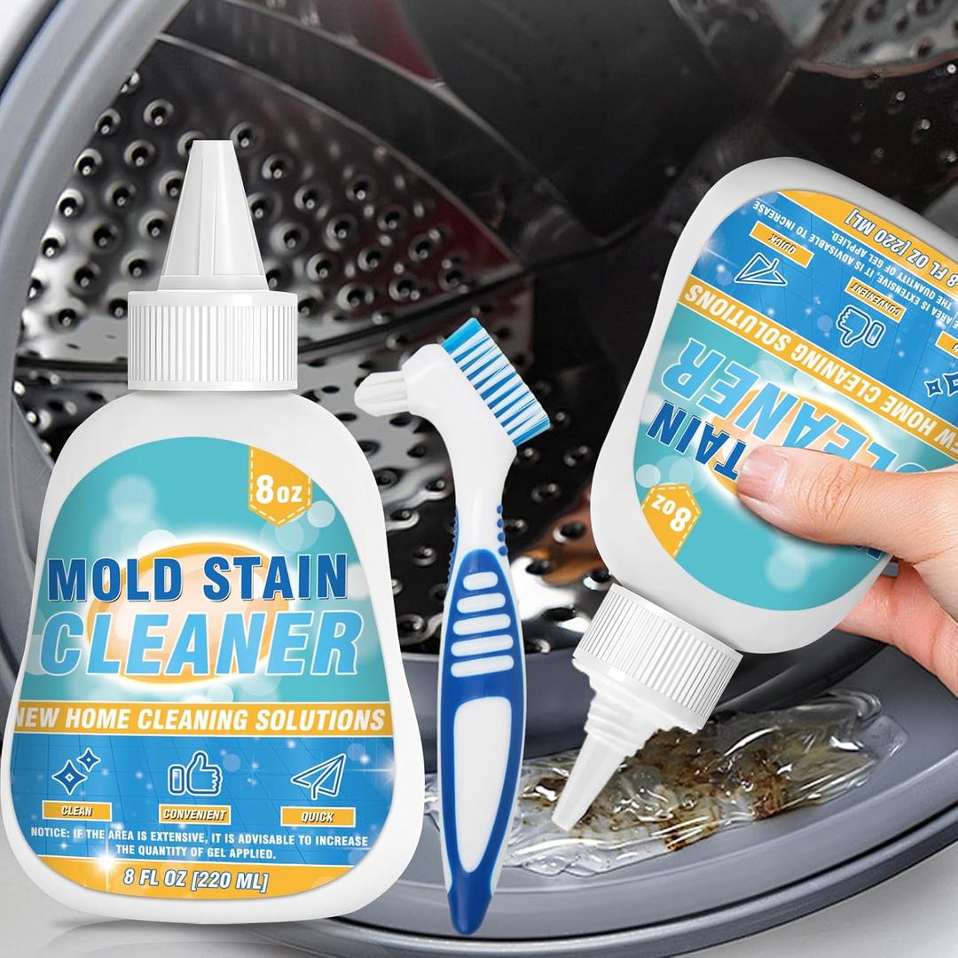 Mold Stain Cleaner Gel, 8 Fl oz Effective Washing Machine Cleaner for Front Load Washer Machine Gasket, Home Stain Cleaner Gel for Bathroom, Grout, Tile, Shower, Sink, Caulk, All-Purpose Cleaner (9 Fl Oz (Pack of 1))